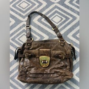 Alexander McQueen Brown Leather Shoulder Bag | Gold Hardware | Authentic